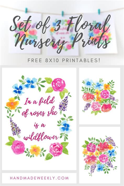 Set Of 3 Floral Nursery Prints Free Printables Handmade Weekly