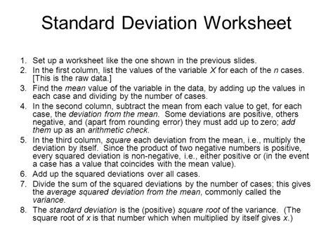 Standard Deviation Worksheets