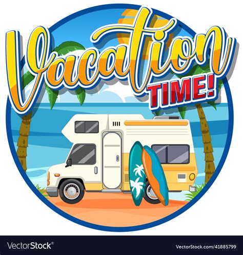 Summer Travel Vacation Logo Concept With Motorhome