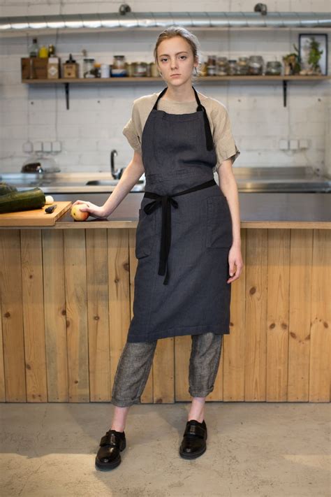 Heavy Linen Apron With Pocket Barista Apron Gardening Apron Etsy