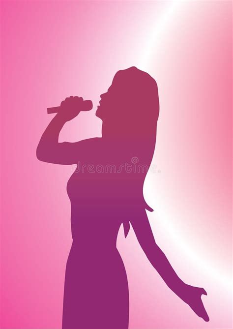 Singer Lady Cartoon Illustration Girl Singing Son Stock Vector
