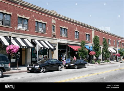 Cleveland Heights Ohio Coventry Village Shopping Stores Stock Photo