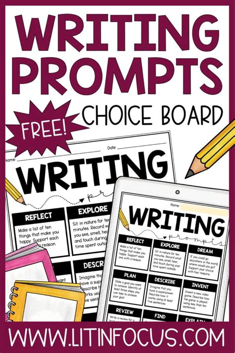 Free Writing Prompts Choice Board For Kids Literacy In Focus