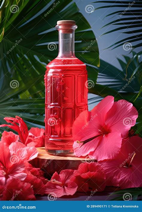 Electrolyte Drink With Hibiscus In A Glass Bottle Minimalist Still Life Stock Image Image Of