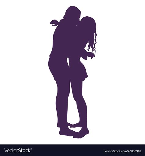 Lesbian Couple Romantic Kiss Silhouette Royalty Free Vector