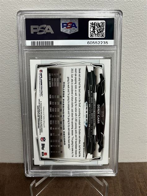 Topps Chrome Derek Carr With Ball Psa Gem Mt Rookie Rc