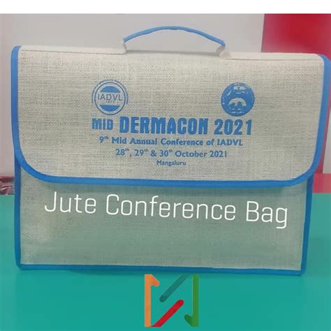 Professional Beige Eco Friendly Jute Conference Bag Size 12 H X 15 W