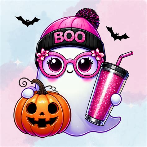 New Cute Ghost Png Halloween Png Coffee Pink Png Bou Jee Png Bou Jee