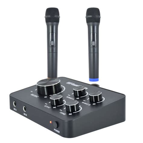 Hot karaoke mixer with two functional wireless microphone with echo and ...