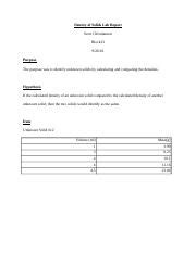 Density Of Solids Docx Density Of Solids Lab Report Scott