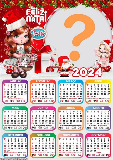 Colar Foto Infantil Calendário 2024 Feliz Natal Da Jolie Colagem De Foto