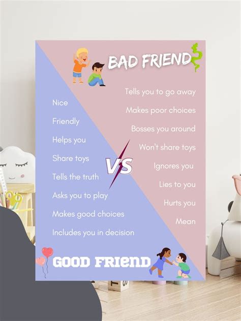 Good Vs Bad Friends Poster PRINTABLE Emotional Learning - Etsy