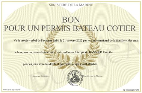 BON POUR UN PERMIS BATEAU COTIER