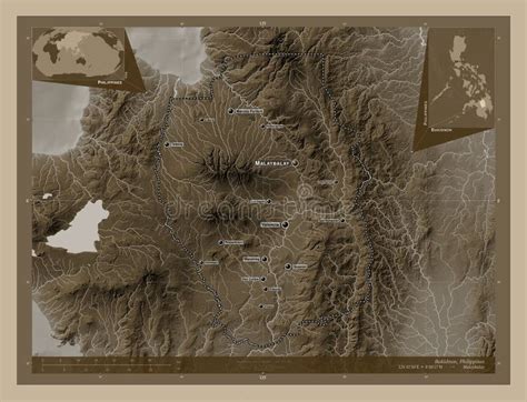 Bukidnon Philippines Sepia Labelled Points Of Cities Stock