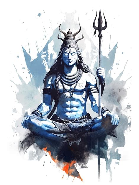 Premium Photo Shiva Watercolor Illustration Of The Hindu God