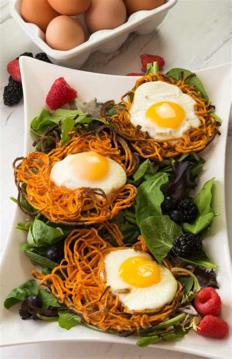 Paleo Sweet Potato Noodle Breakfast Nests