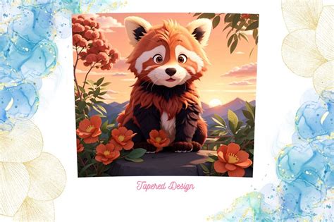 Colourful 3D Red Panda With Flowers 20 Oz Skinny Tumbler Sublimation