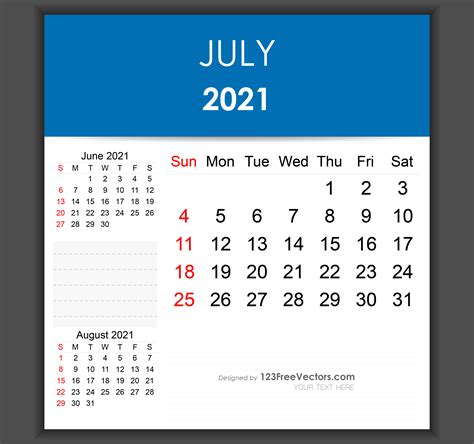 Free Editable July Calendar Template