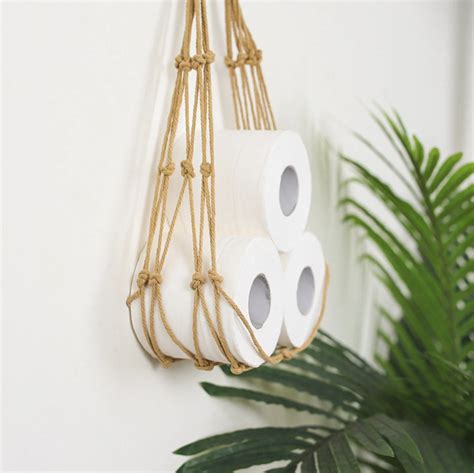 Macrame Toilet Paper Holder Toilet Paper Hammock Hanging Etsy Boho