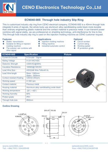 Ceno Through Bore Slip Ring With Stop Pin Mounting Ecn S Ceno