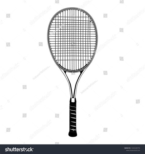 Tennis Racket Black Silhouette Vector Isolated Royalty Free Stock