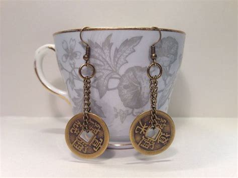 Chinese Coin Dangle Earrings Etsy Etsy Earrings Dangle Coin