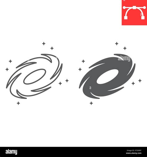 Black Hole Line And Glyph Icon Cosmos And Milky Way Galaxy Vector