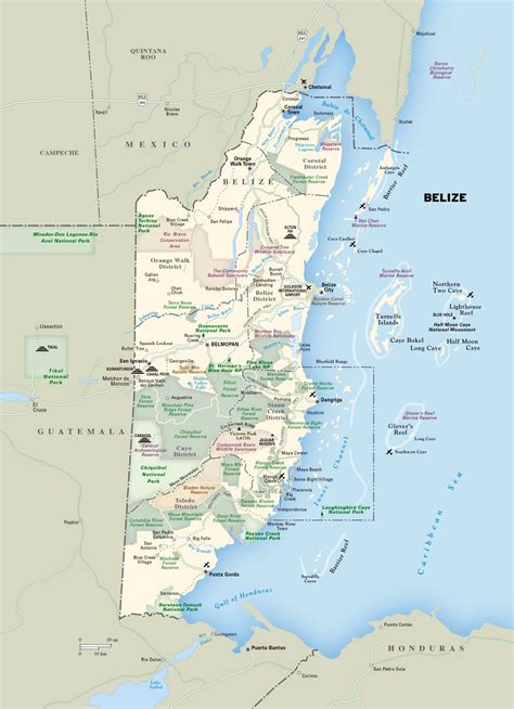 Large detailed map of Belize with major roads, cities, forest reserves ...