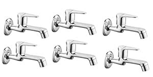 Clinton Vignet Brass Long Body Bib Cock Tap With Wall Flange Set Of 6