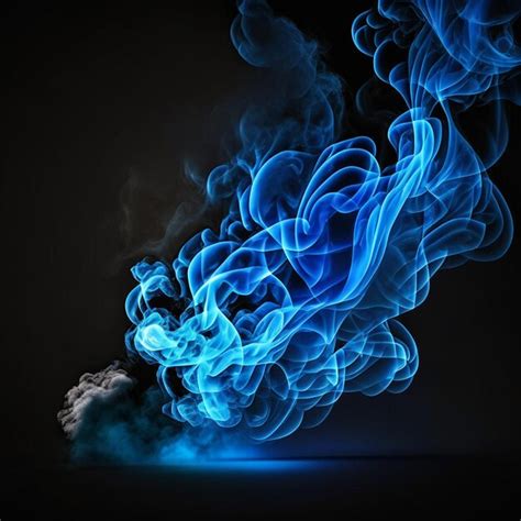 Premium Photo Art Of Bright Blue Smoke Moving Upward On Black Background