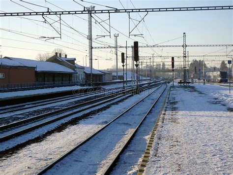 Winter Railway Tracks, stock photo. Image of path, tracks - 84512746