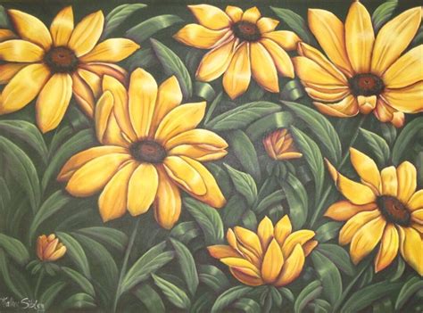 Black Eyed Susans Large Orginal Painting 36 X 24 Inches Acrylic