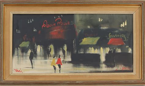 Images For Carlo Knud Hansen Oil On Canvas Moulin Rouge