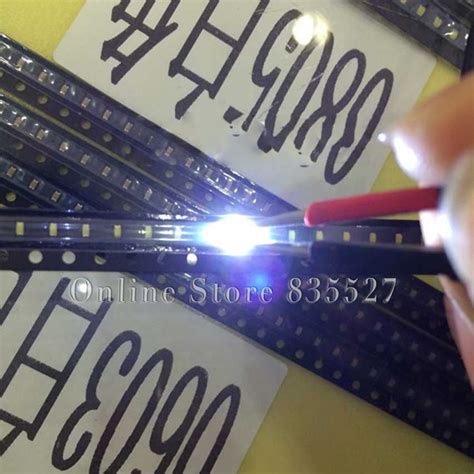 4000 unids lote de cuentas de lámpara LED SMD 1608 0603 blancas diodos