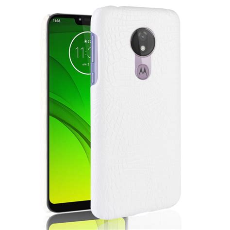 Shockproof Crocodile Texture Pc Pu Case For Motorola Moto G7 Power White