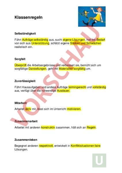 Arbeitsblatt Klassenregeln Administration Methodik Hilfen