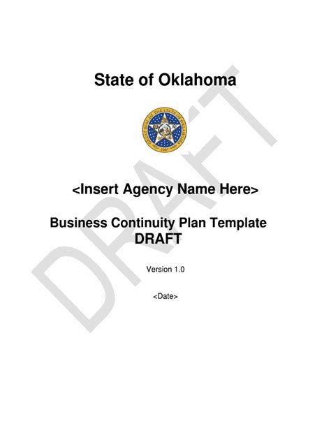 Fillable Online Okdhs Business Continuity Plan Template Oklahoma