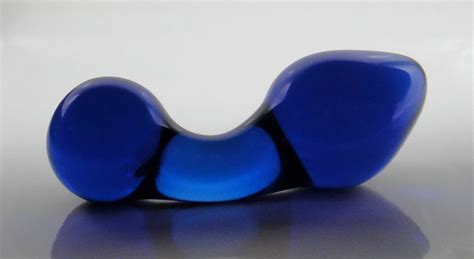 Small Cobalt Blue Glass Curved Handle Rosebud Butt Plug Sex Toy Etsy