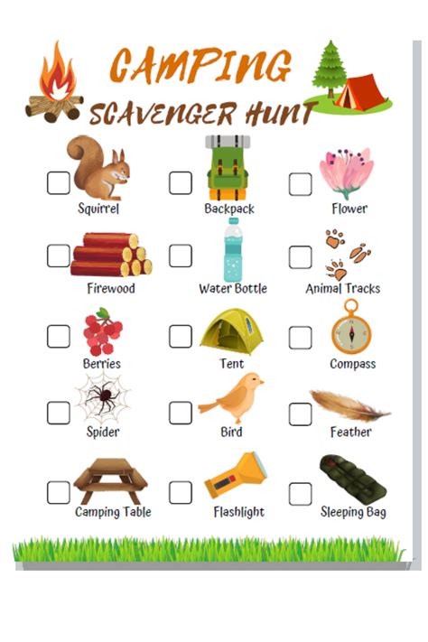 Blank Scavenger Hunt List Printable For Kids