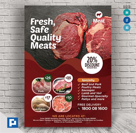 Butcher Shop Flyer Psdpixel Butcher Shop Meat Shop Food Menu Template