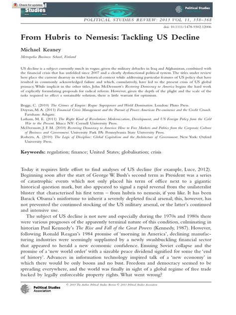 Keaney From Hubris To Nemesis Pdf Neoliberalism Central Banks