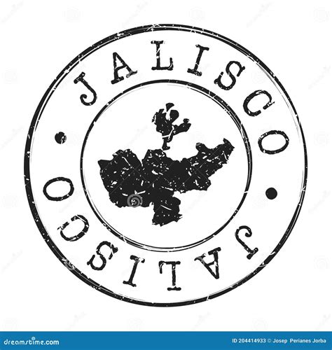 Jalisco Mexico Map Postmark A Silhouette Postal Passport Stamp Round