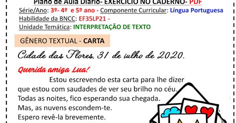 Exerc Cio Para Trabalhar O G Nero Textual Carta De Acordo A Bncc