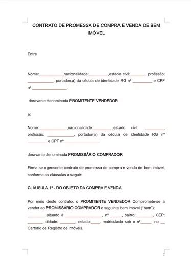 Comprar Modelo De Contrato Promessa De Compra E Venda De Imóvel