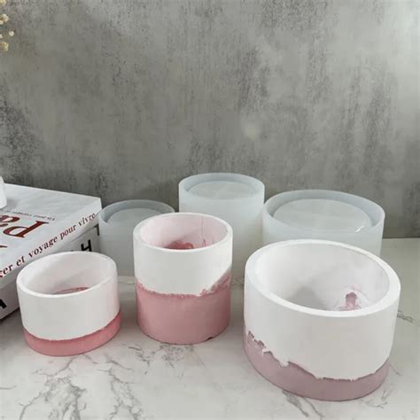 ROUND FLOWERPOT CONCRETE Molds Plant Pot Concrete Silicone Handcraft