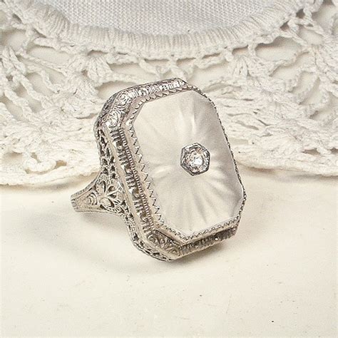 Gorgeous Antique Art Deco Sterling Silver Filigree Ring W Etsy