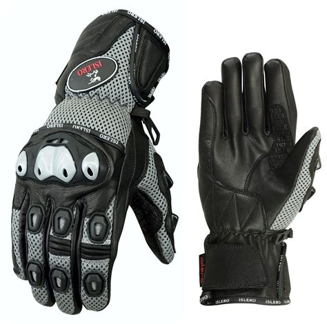 Islero All Weather Summer Winter Leather Motorbike Motorcycle Gloves Knuckle Ebay