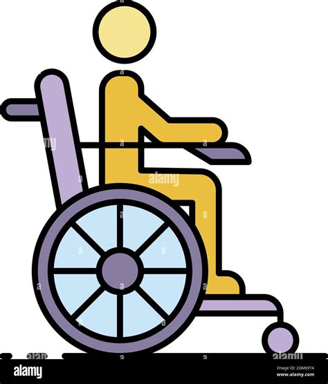 Man In Wheel Chair Icon Outline Man In Wheel Chair Vector Icon Color