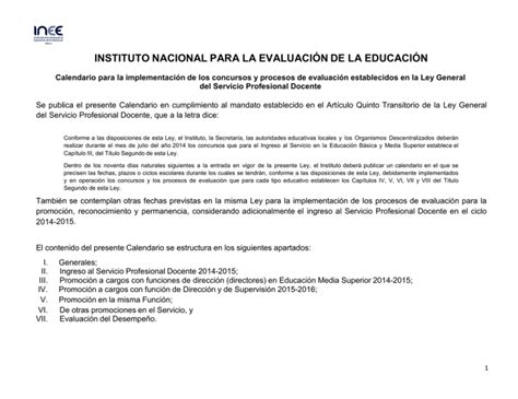 INEE Instituto Nacional para la Evaluación de la Educación