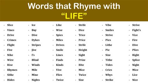 List Of Words That Rhyme With Fight